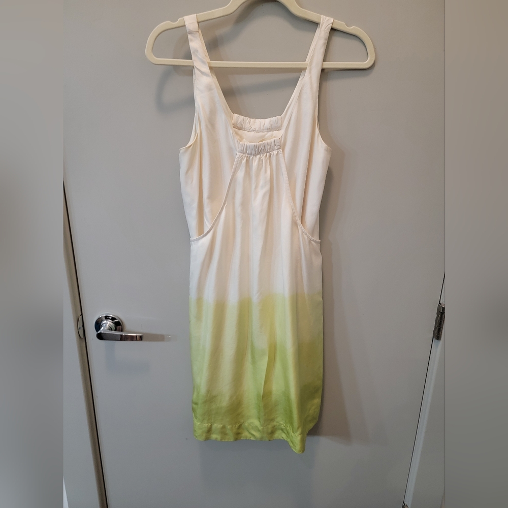 Vintage Graham & Spencer 100% Silk Cream and Green Ombre Dress Size S Y2K
